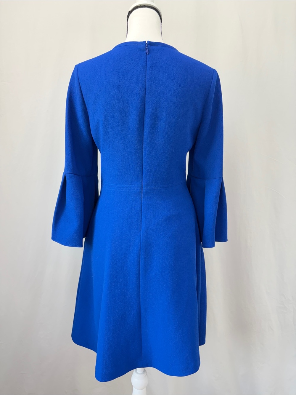Eliza J Seamed Fit & Flare Cobalt Blue Wedding Guest Dress Bell Sleeve Size 4 - Picture 5 of 17